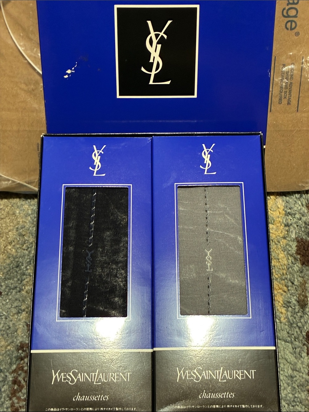 Yves Saint Laurent Men's Socks — Black and Gray Pair